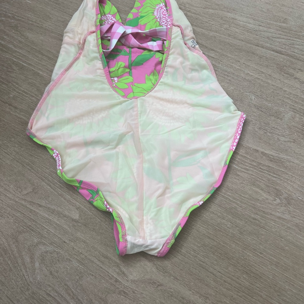 Lilly Pulitzer belted halter pink one piece swimsuit size 10 - Picture 6 of 7